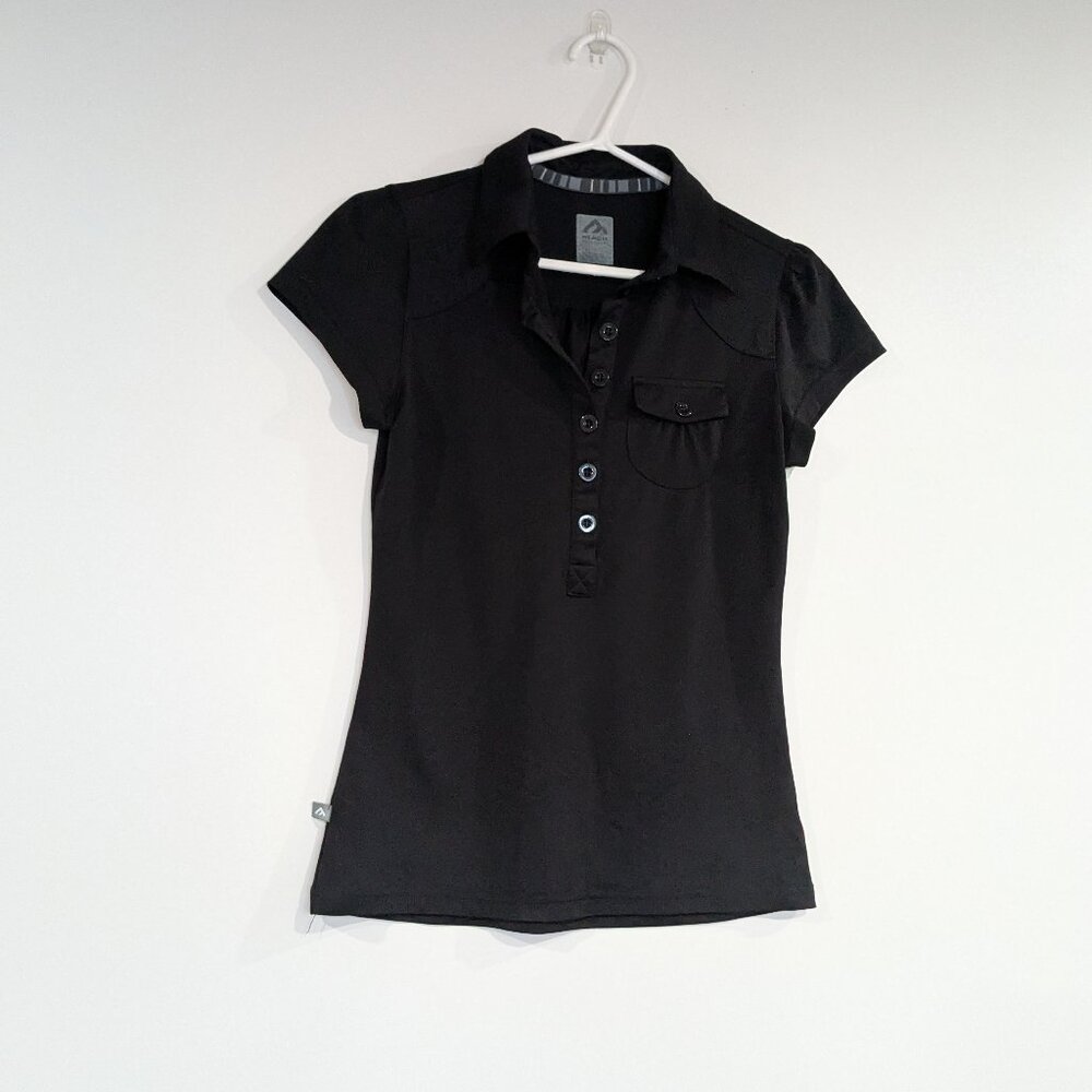 *3/$10* Black Mountain Half Button Polo Tee Black Size Small